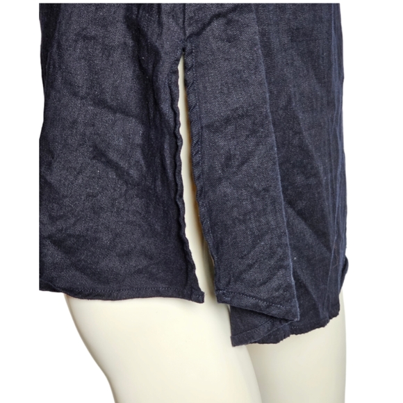 Tahari Black Linen Blend Sleeveless Buttondown V-neck Shirt Dress, EUC, size 2 - Picture 5 of 8